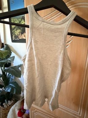 Divided Ribbed Racerback Tank Top - Light Taupe